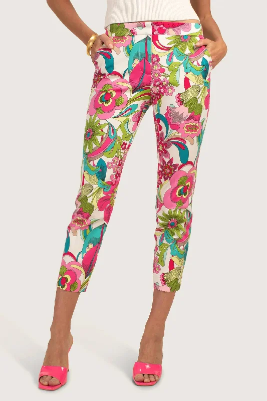 Limited Edition, Limited Price!Fab Floral Print Super Stretch Ankle Pants In Pink