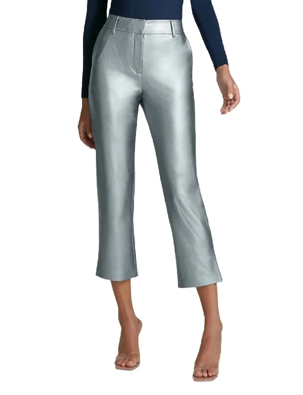 Special Discounts Inside!Faux Leather 7/8 Trouser In Platinum