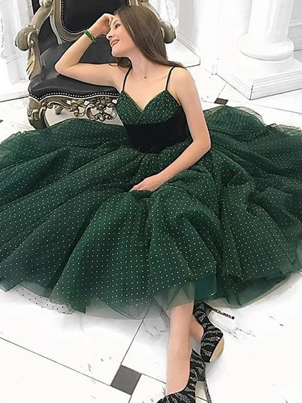 Shop More, Spend Less!Green Spaghetti Straps Homecoming Dress Tulle Cheap Fashion Homecoming Dress  cg2054