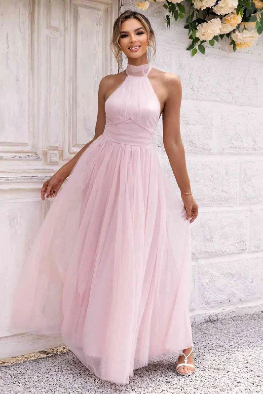 Steals and Deals Await!Halter Neck Backless Mesh Dress