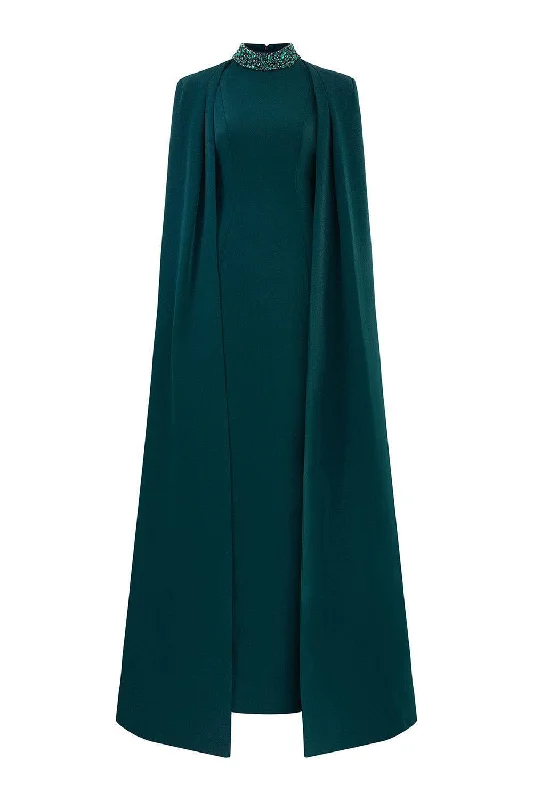 Huge Savings – Act Now!Josephine Sheath Cape Shoulder Crepe Floor Length Dress