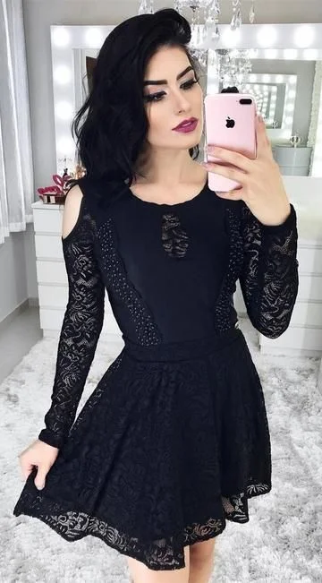 Must-Have Deals Inside!long sleeve black homecoming dresses for teens cg1859