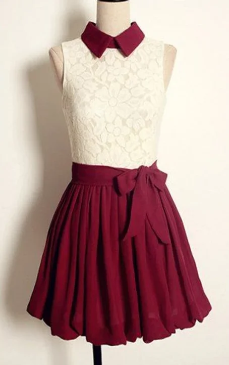 Huge Price Cuts Await!Lovely Custom Handmade Lace And Chiffon Short homecoming Dress With Bow, Women Dress 2019 cg2249