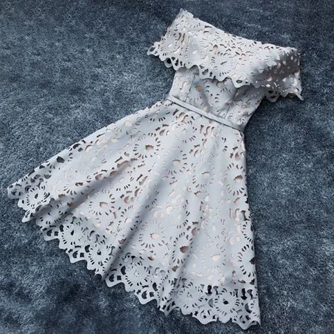 Your Shopping Spree Starts Here!Lovely hollow off shoulder short dress, homecoming dress  cg1640