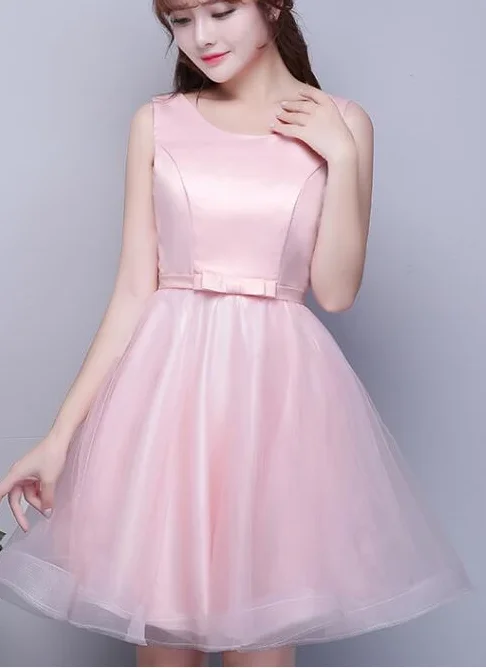 Every Deal is a Steal!Lovely Pink And Satin Knee Length Formal Dress, Cute homecoming Dress 2019 cg2248