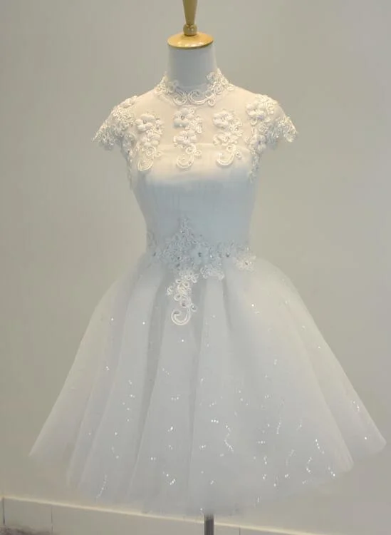 Unmissable Offers Await!Lovely White Short Homecoming Dresses, Teen Graduation Dresses, White Tulle homecoming Dresses cg2297