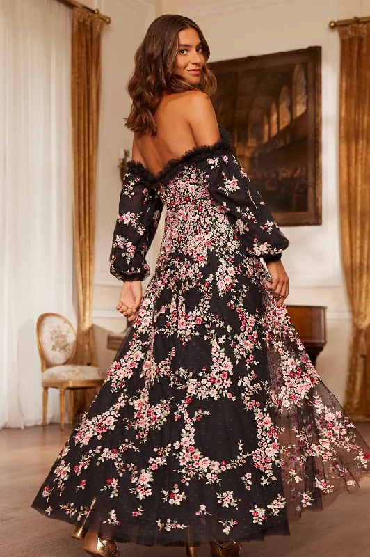 Get More, Spend Less – Shop Now!Lunaria Wreath Off-Shoulder Long Sleeve Gown