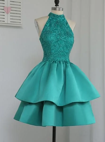 Save Up to 50% Off!Luxurious evening dress,sexy ball gowns, custom made ,new fashion, A-Line party gowns,Halter Green Homecoming Dresses  cg1944