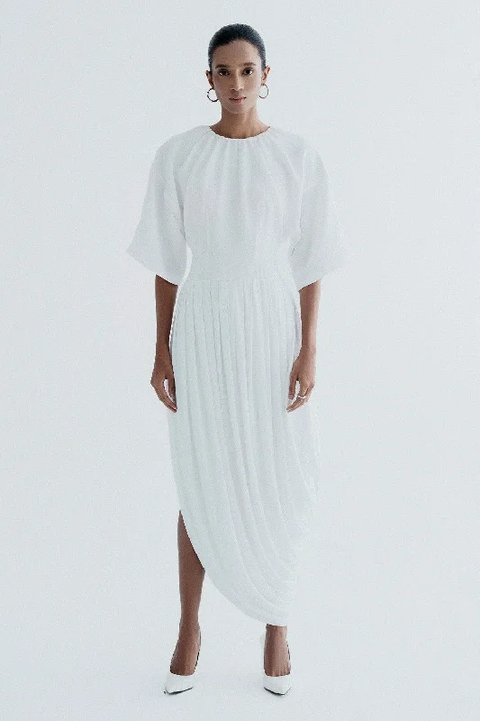 Limited Edition, Limited Price!Margaret Asymmetric Round Neck Cotton Knitted Maxi Dress