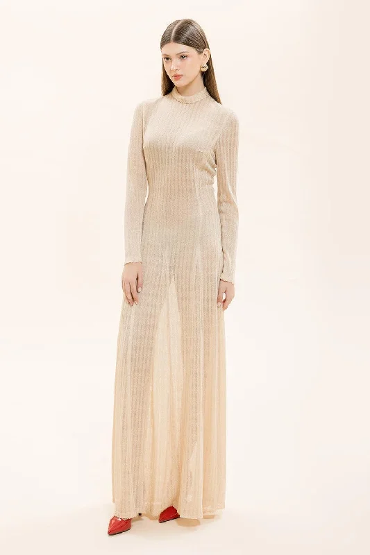 Your Favorite Items on Sale Now!Naomi A-line Long Sleeved Knitted Fabric Floor Length Dress