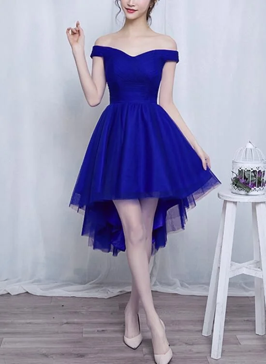 Save Up to 50% Off!Off Shoulder Tulle Simple High Low Homecoming Dress cg2156