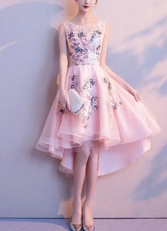 Sale Alert – Get Ready to Shop!Pink Lace and Tulle High Low Lovely Party Dress, Pink Homecoming Dress cg2430