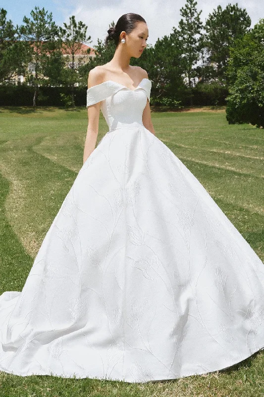 Best Offers of the Month!Priscilla Ball Gown Off-Shoulder Brocade Floor Length Dress