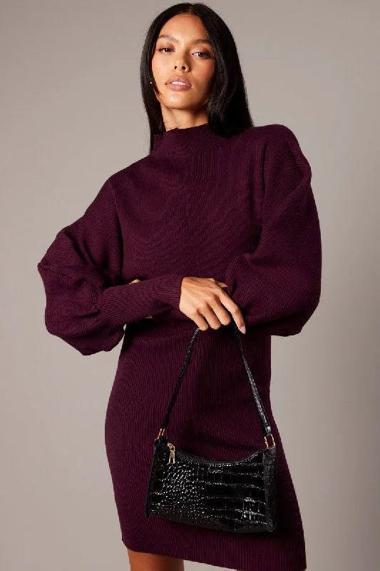 Price Drops You’ll Love!Red Knit Dress Long Sleeve Mini