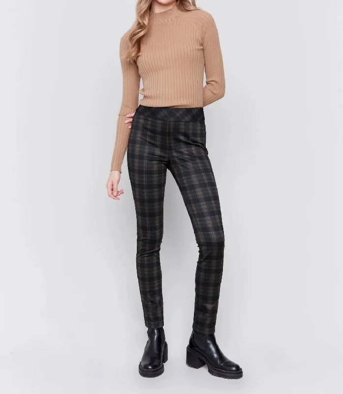 One Click Away from Big Savings!Reversible Pull-On Plaid Pants In Truffle