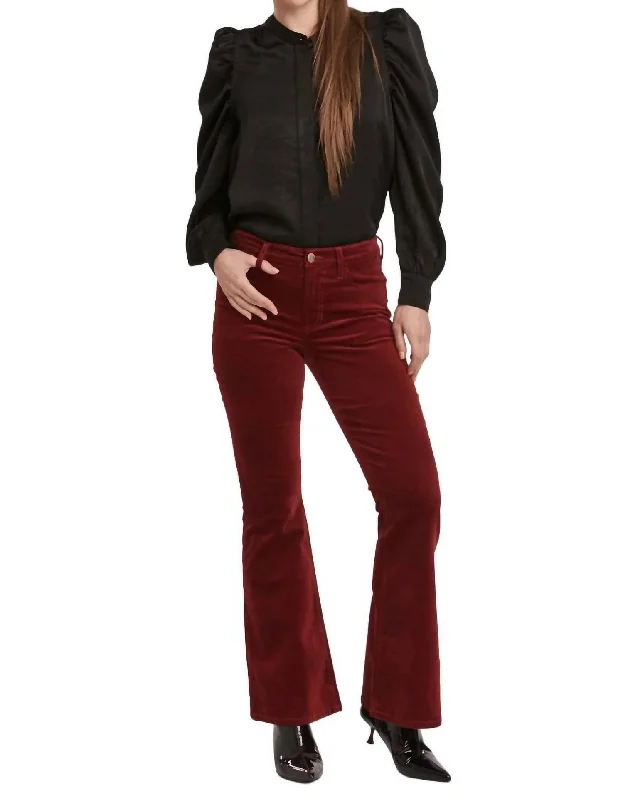 Every Deal is a Steal!Rosa Mid Rise Full Pant In Velveteen Burgundy