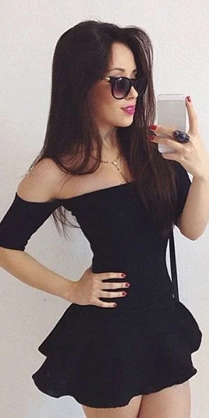 Get Ready to Save!Sexy Slash Neck Off-shoulder Short Sleeve homecoming Dress cg1855
