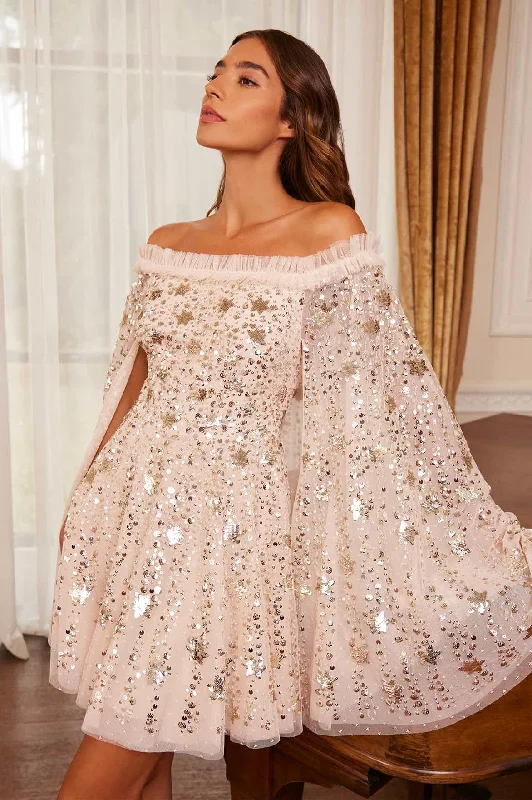 Instant Savings Await!Shooting Stars Cape Micro Mini Dress