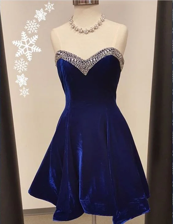 Save More When You Shop More!Simple A-line Short Royal Blue Velvet homecoming dress cg2136