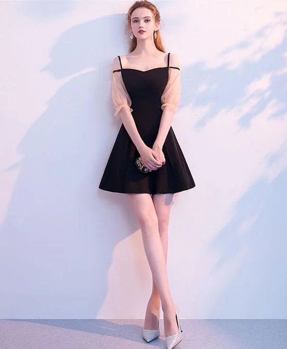 Hurry, Sale Ends Soon!Simple black short dress, black homecoming dress cg1725