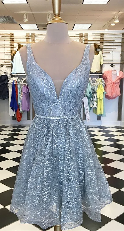 Your Best Deals Are Here!sparkle short blue homecoming dress, back to school dress cg1837