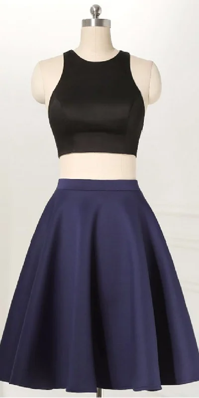 Score Huge Discounts Today!Straight Two Piece Sleeveless Knee-Length Black Homecoming Dress  cg1660