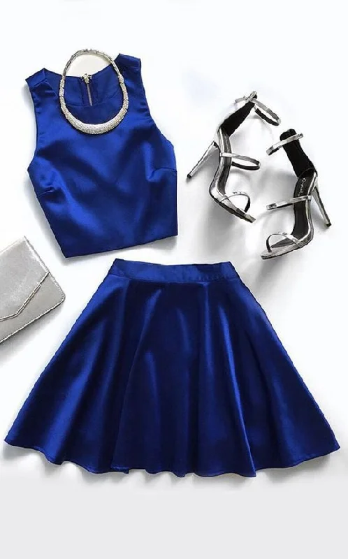Crazy Discounts Inside!Two Piece Homecoming Dresses Royal Blue Simple  cg2134