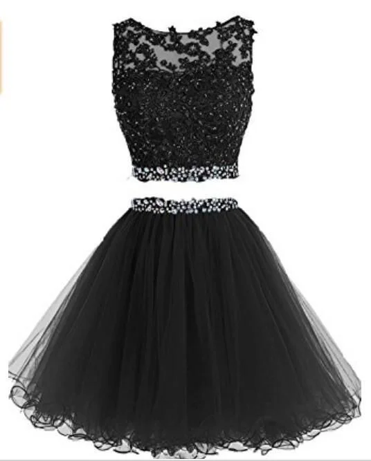 Sale Alert – Get Ready to Shop!Two Pieces Short Beaded Party Dresses Tulle Applique Homecoming Dress cg2255