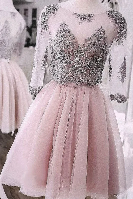 Best Offers of the Month!Two Pieces Short homecoming Dress Cute Lace Homecoming Dress Tulle Cocktail Dresses  cg1990