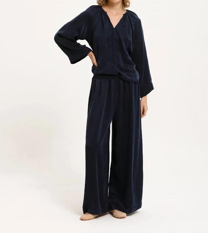Get More, Spend Less – Shop Now!Tyler Wide Leg Pants In Indigo Ribbon Print