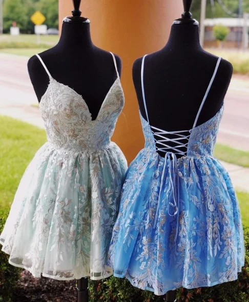 Snag the Best Prices Now!unique blue lace homecoming dresses, formal a line back to school dresses cg2408