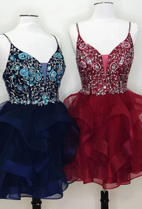 Your Favorite Items on Sale Now!UNIQUE V NECK TULLE LACE SHORT DRESS, TULLE HOMECOMING DRESS cg2388