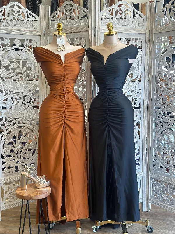 The Best Offers Are Here!V Neck Ruched Formal Dress- Stretchy,Estira