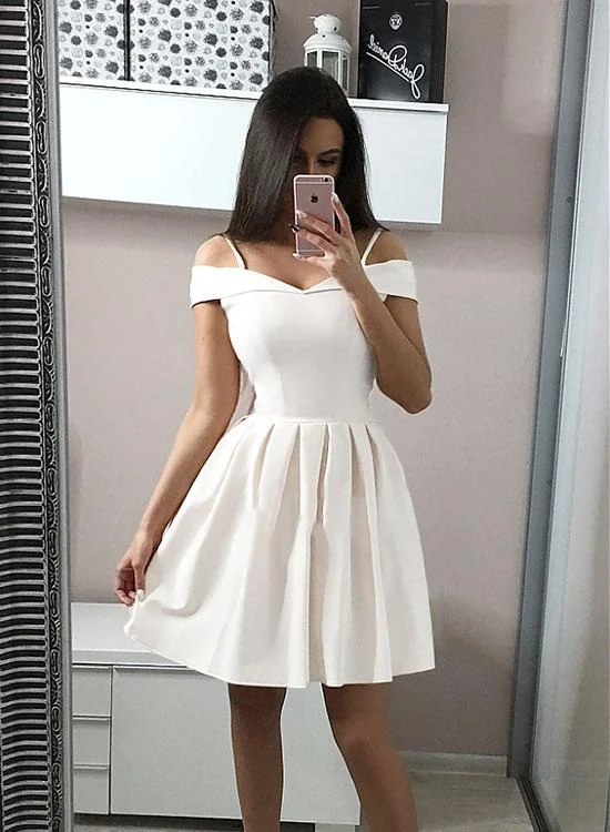 Today Only – Don’t Miss It!White satin short dress, white homecoming dress cg1722