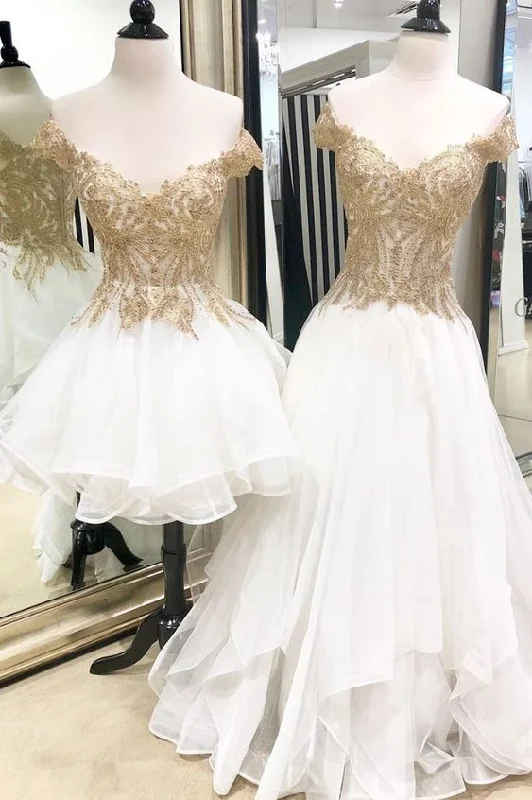 Savings You Can’t Ignore!White tulle off shoulder homecoming dress, tulle formal dress cg2112