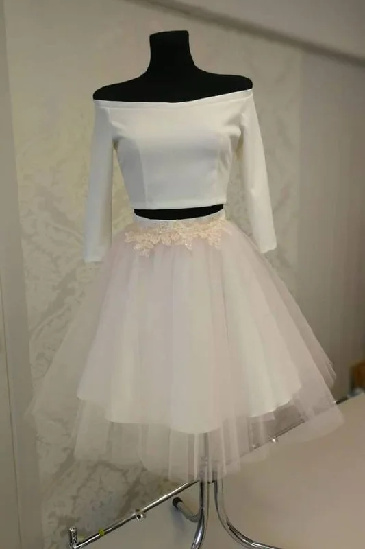Save More Than Ever!White two pieces short  dress, tulle homecoming dress cg2029