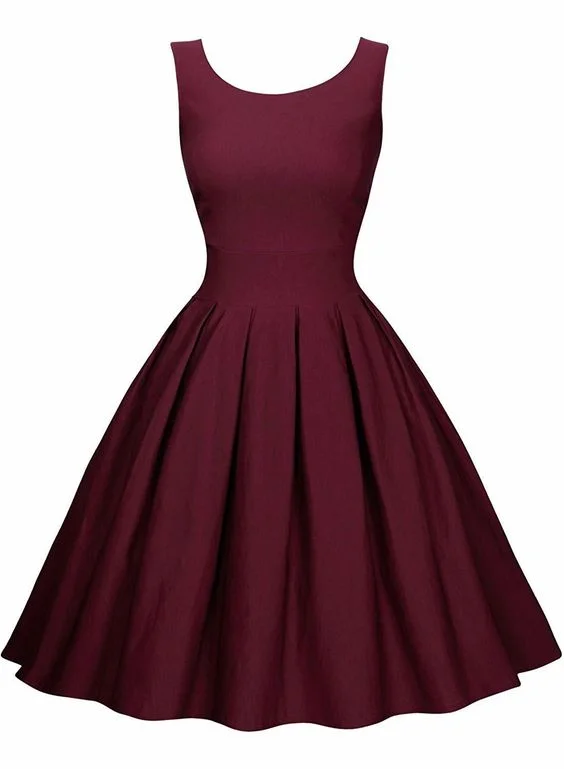 The Sale You’ve Been Waiting For!Women's Elegant Round Neck 1950s Retro Cocktail Dress Pleated Homecoming Dress cg2002