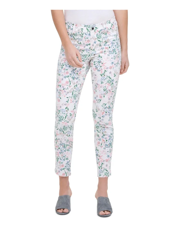 Instant Savings Await!Womens Floral Print Mid-Rise Skinny Pants
