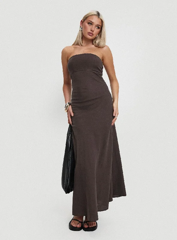 Flash Sale – Act Fast!Yahir Strapless Maxi Dress Brown