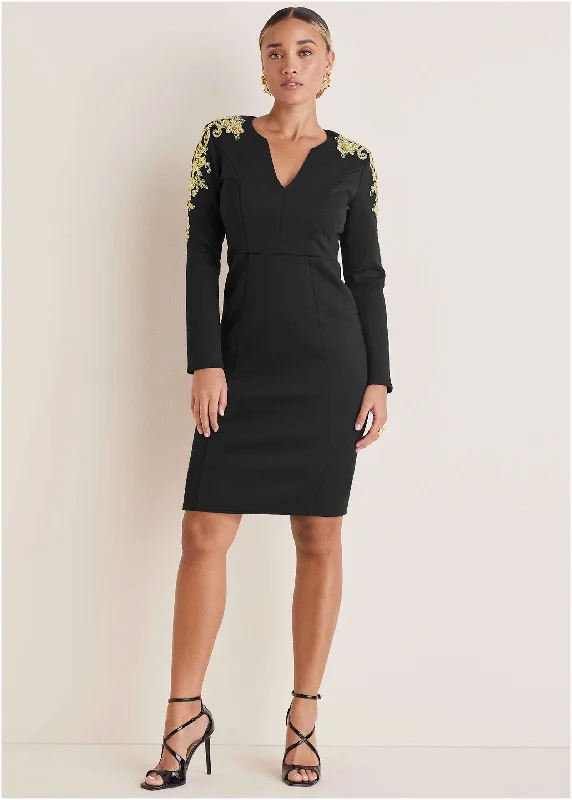 Find Your Perfect Deal Today!Embellished Scuba Dress - Black