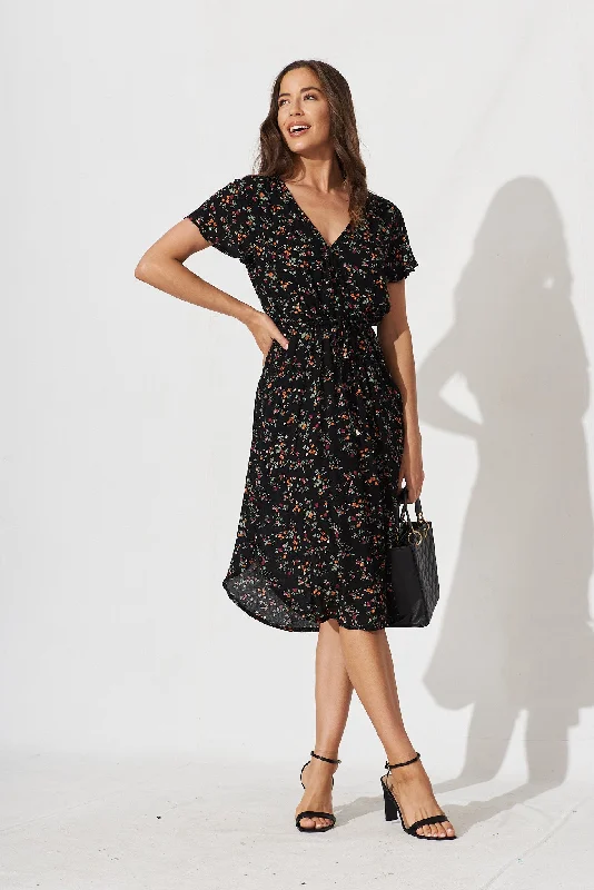 Exclusive Deals Just for You!Billie Dress In Black With Multi Ditsy Floral