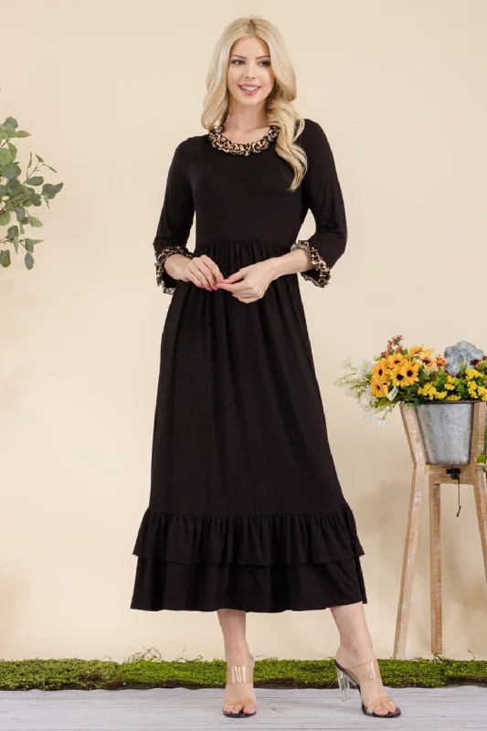 Instant Savings Await!Leopard ruffle midi dress plus size