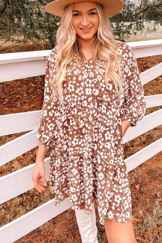 Shop Early, Save Big!Floral V-Neck Mini Dress with Pockets