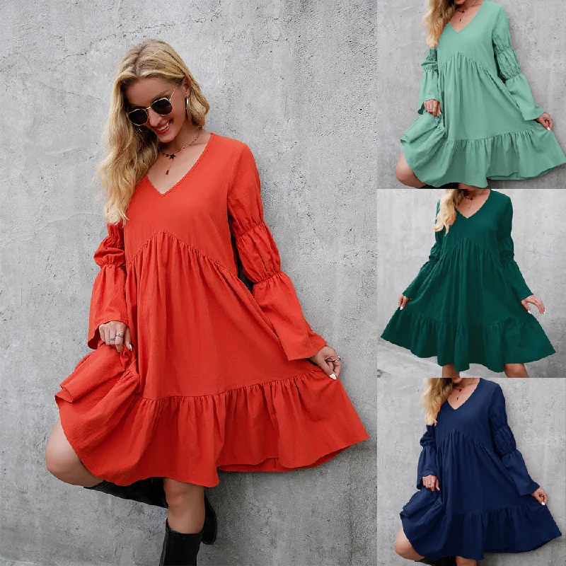 Limited Edition, Limited Price!Large Swing Ruffle Print Sleeveless Dress Women