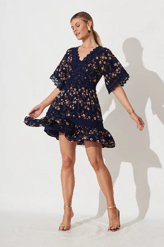 Unlock Huge Savings Now!Macca Dress In Navy Floral