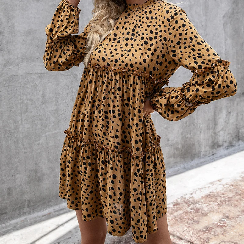 Your Shopping Wish, Our Discount Command!Spotted Long-sleeved Dress
