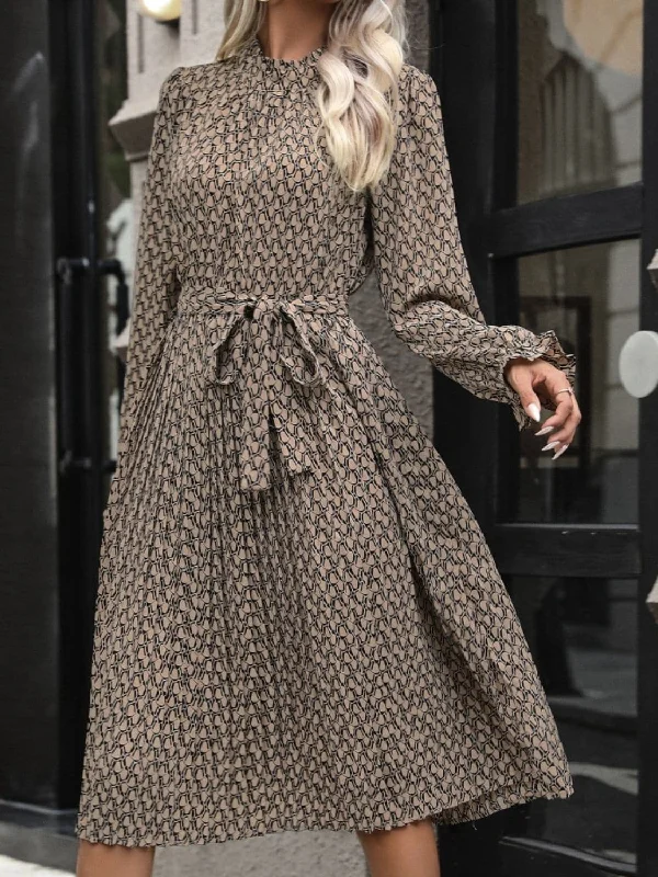 Buy More, Save More!Chic mock neck dress with flounce sleeves