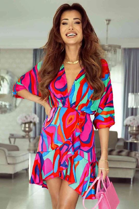 Score Huge Discounts Today!Printed Ruffled Mini Dress