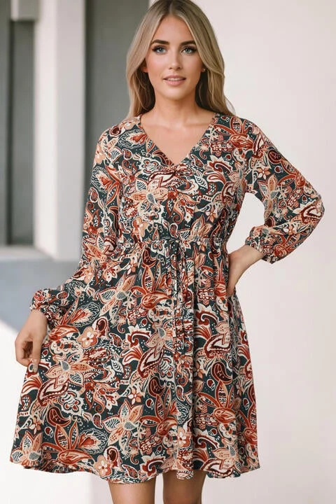Price Drops You’ll Love!Printed V-Neck Mini Dress