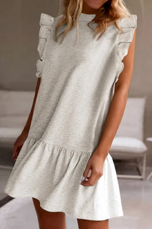 Your Shopping Spree Starts Here!Ruffled Round Neck Cap Sleeve Mini Dress